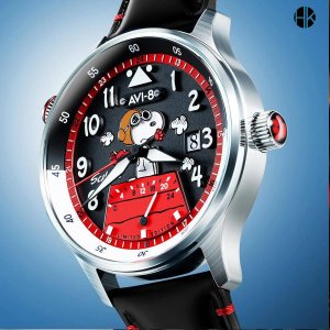 AVI 8 HAWKER HURRICANE MCKELLAR DUAL TIME PEANUTS SNOOPY FLYING ACE LIMITED EDITION Erkek Kol Saati