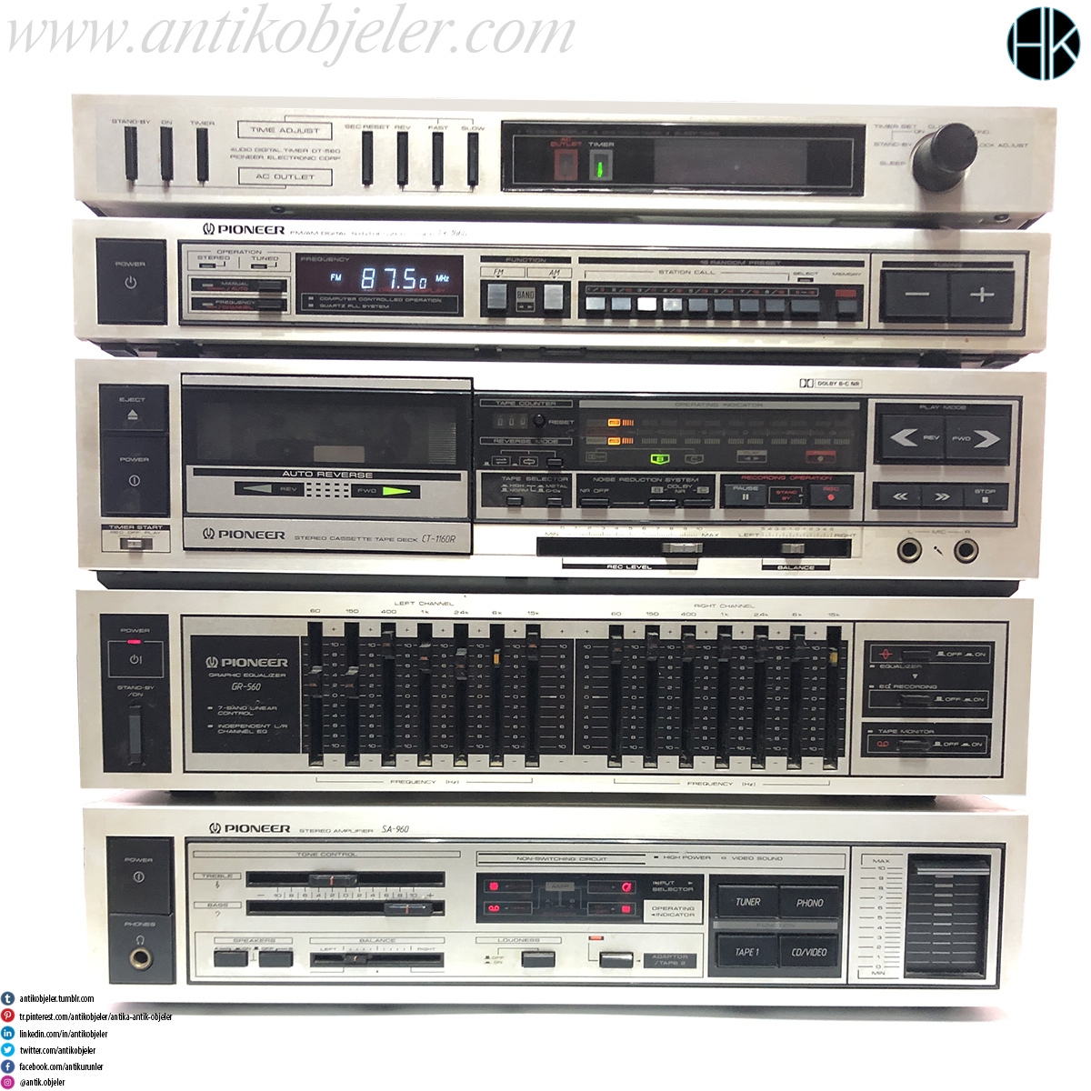 Pioneer 1985 yılına ait harika bir set, koleksiyonluk ve günlük kullanıma uygun
